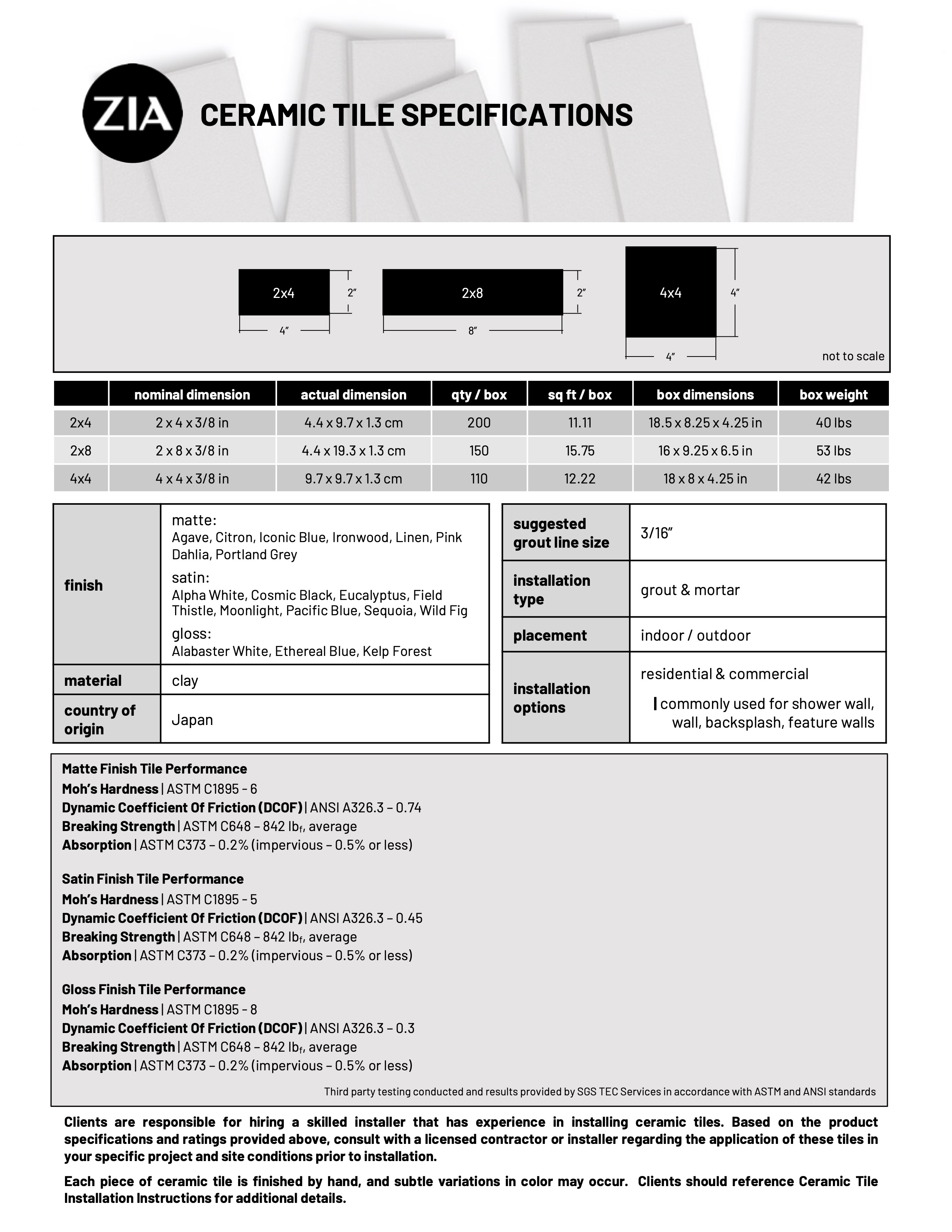 Ceramics Spec Sheet Zia Tile